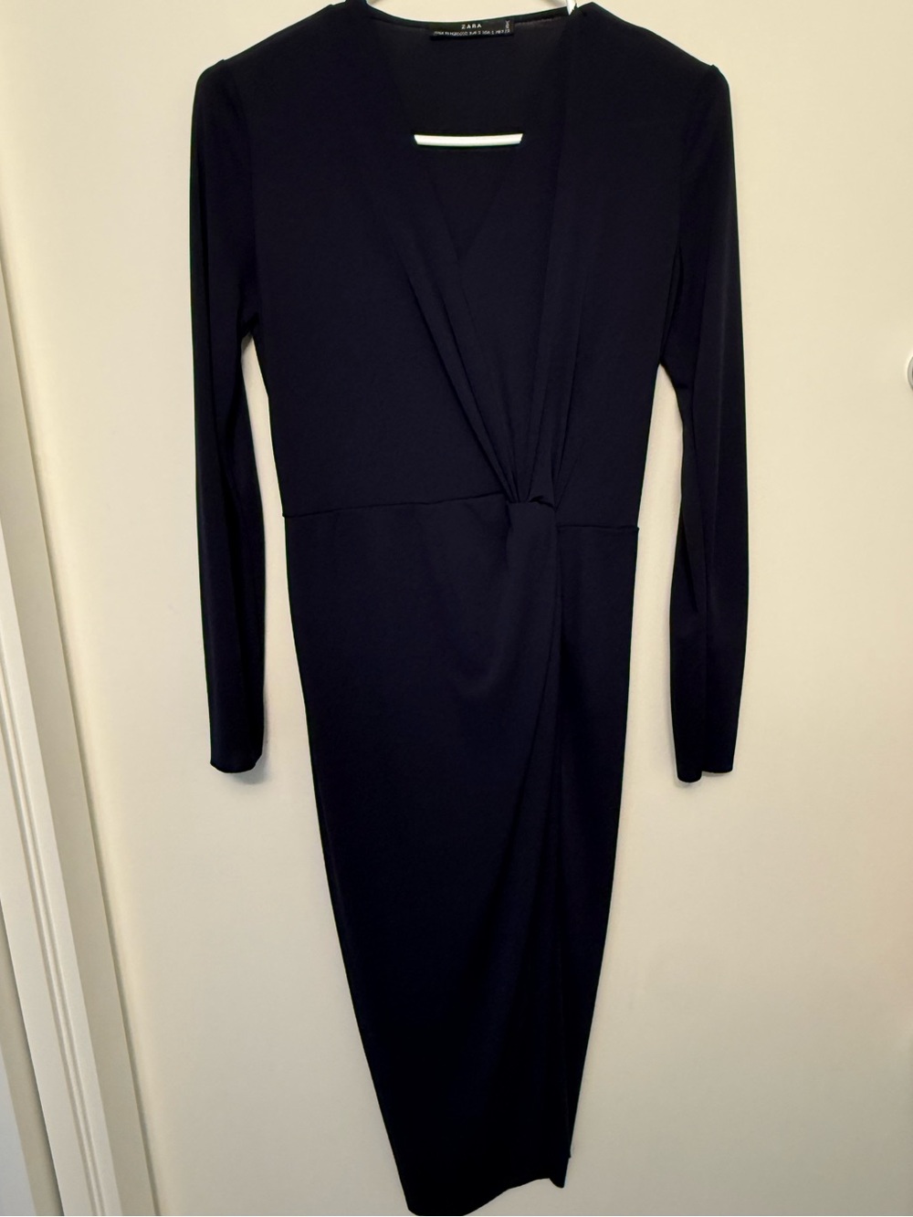Zara Long-Sleeve Twist Front Midi Dress